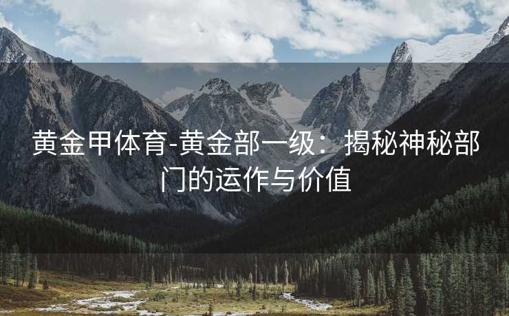 黄金甲体育-黄金部一级：揭秘神秘部门的运作与价值